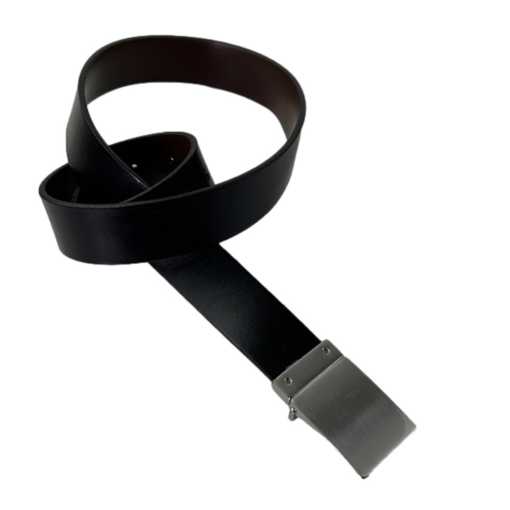 Banana Republic Black Leather Belt with Silver Buckle